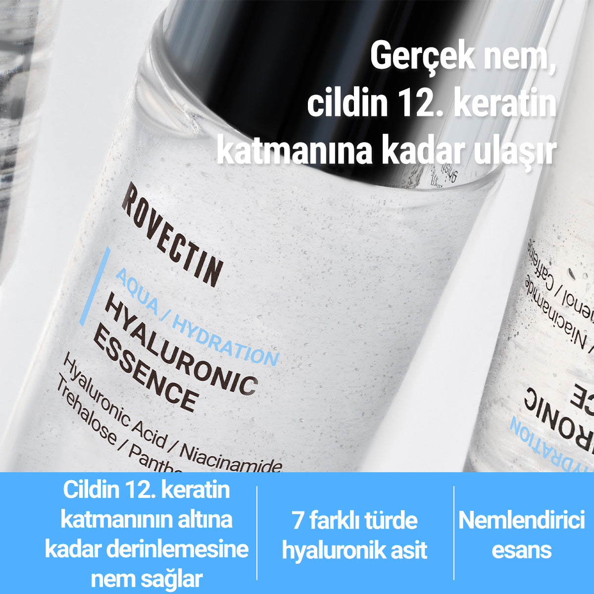 Rovectin - Aqua Hyaluronic Essence (7 Farklı Hyaluronik Asitli Papaya Enzimli Pantenollü Nem Bariyeri Esansı) 180