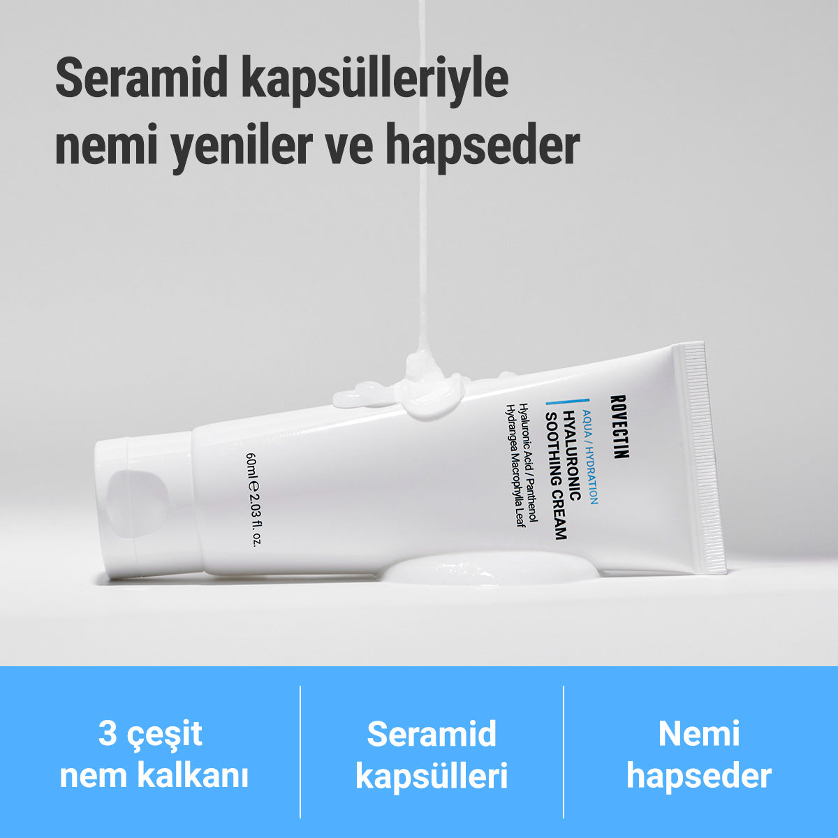 Rovectin - Aqua Hyaluronic Soothing Cream (8 Farklı Hyaluronik Asitli Nem Bariyeri Kremi) 60ml