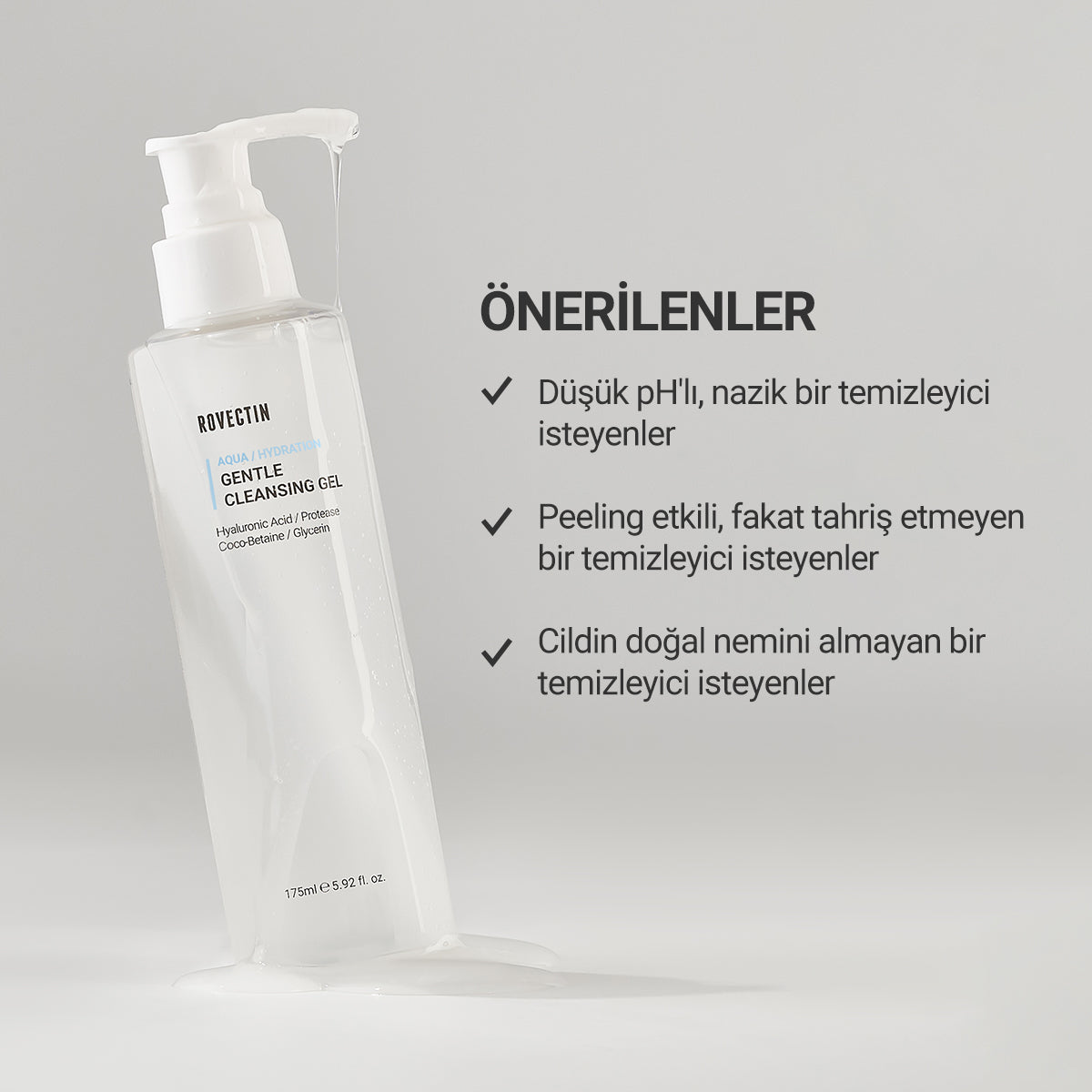 Rovectin - Aqua Gentle Cleansing Gel (Kurutmayan Nazik Nem Bariyeri Temizleyicisi) 175ml