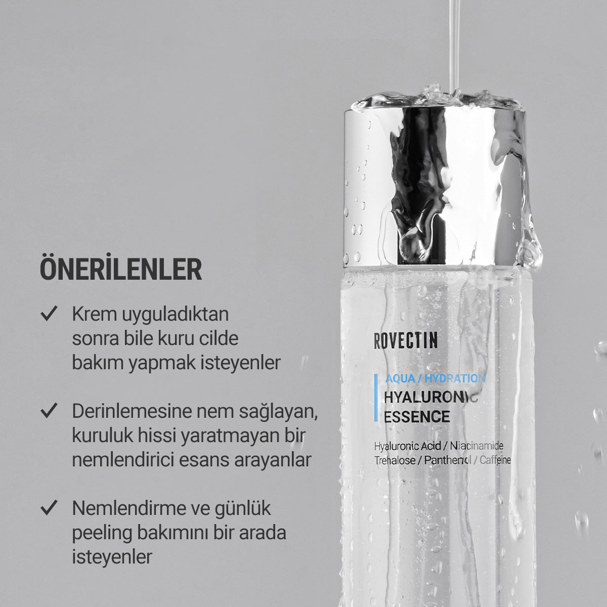 Rovectin - Aqua Hyaluronic Essence (7 Farklı Hyaluronik Asitli Papaya Enzimli Pantenollü Nem Bariyeri Esansı) 180