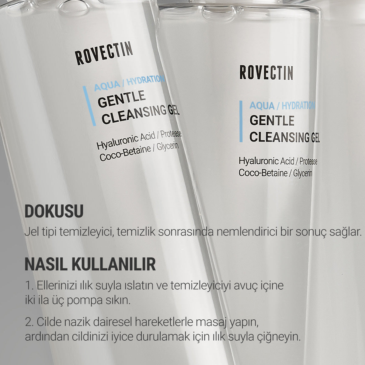 Rovectin - Aqua Gentle Cleansing Gel (Kurutmayan Nazik Nem Bariyeri Temizleyicisi) 175ml