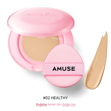 Amuse - Dew Power Vegan Cushion SPF 50+ PA++++ (Centella ve Peptitli Gün Boyu Kalıcı Orta Parlak Bitişli) 15g