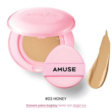 Amuse - Dew Power Vegan Cushion SPF 50+ PA++++ (Centella ve Peptitli Gün Boyu Kalıcı Orta Parlak Bitişli) 15g