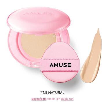 Amuse - Dew Power Vegan Cushion SPF 50+ PA++++ (Centella ve Peptitli Gün Boyu Kalıcı Orta Parlak Bitişli) 15g