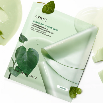 Anua - Collagen Mask - Heartleaf 70 Soothing (Stres Önleyici ve Nemlendirici Kalp Yaprağı Özlü Kolajenli Şeffaflaşan Maske) 4lü