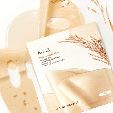 Anua - Collagen Mask - Rice 70 Glow (Parlatıcı Pirinç Kepeği Sulu Kolajenli Şeffaflaşan Maske) 4lü