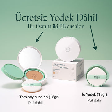 Purito - Wonder Releaf Centella BB Cushion SPF 30+ PA+++ (Leke ve Gözenek Kapatıcı Mavi Işık ve UV Korumalı Centella Cushion) 15g + 15 İç Yedek